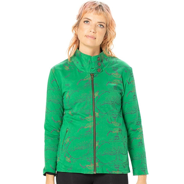 Collared Reversible Bamboo Fleece Jacket - Longer
