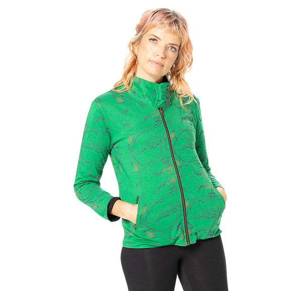 Collared Reversible Bamboo Fleece Jacket - Longer