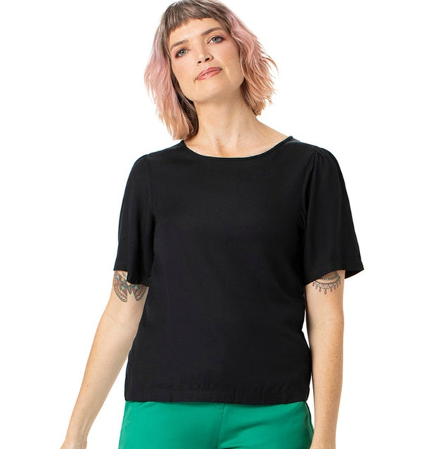 Woven Bamboo Bell Sleeve top - Short Sleeve