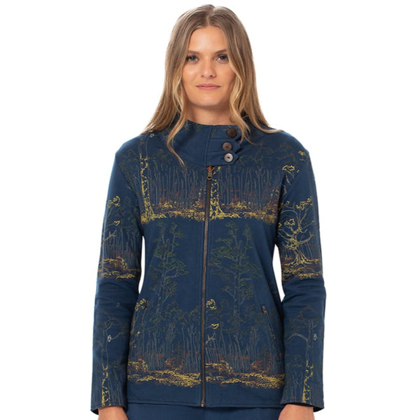 Collared Reversible Bamboo Fleece Jacket - Longer