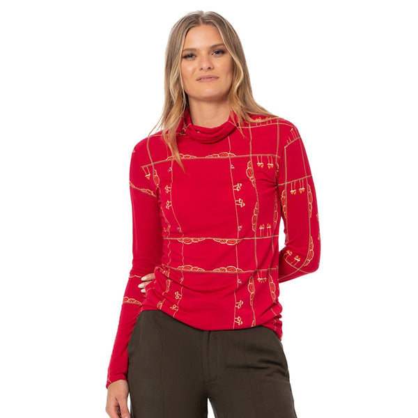 Fitted bamboo Turtle Neck - Printed