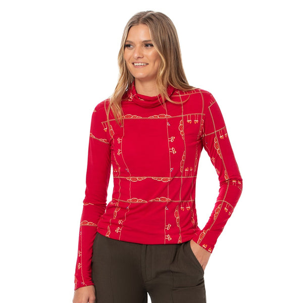 Fitted bamboo Turtle Neck - Printed