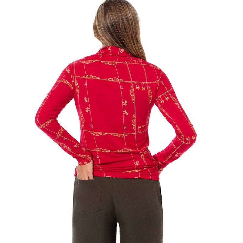 Fitted bamboo Turtle Neck - Printed