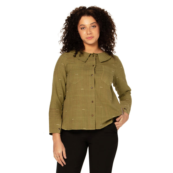 Collared hand loom top -Sale