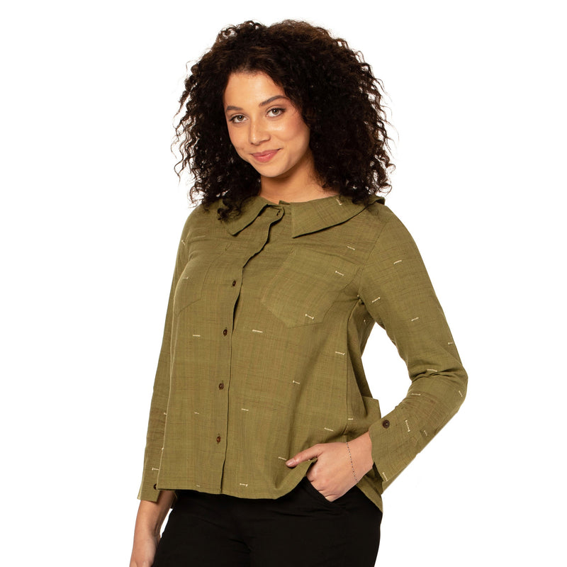 Collared hand loom top -Sale