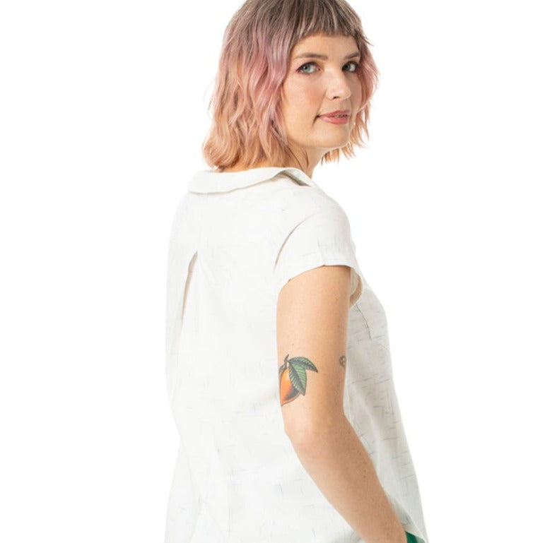 Collared hand loom top - Short sleeve