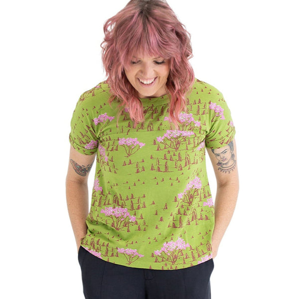 Printed Boatneck Tee - bamboo