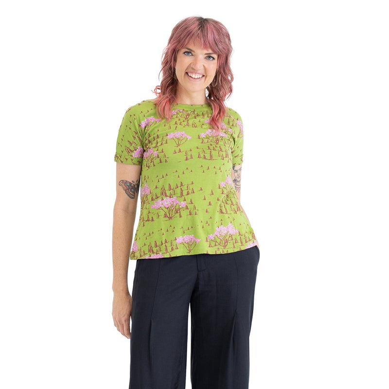 Printed Boatneck Tee - bamboo