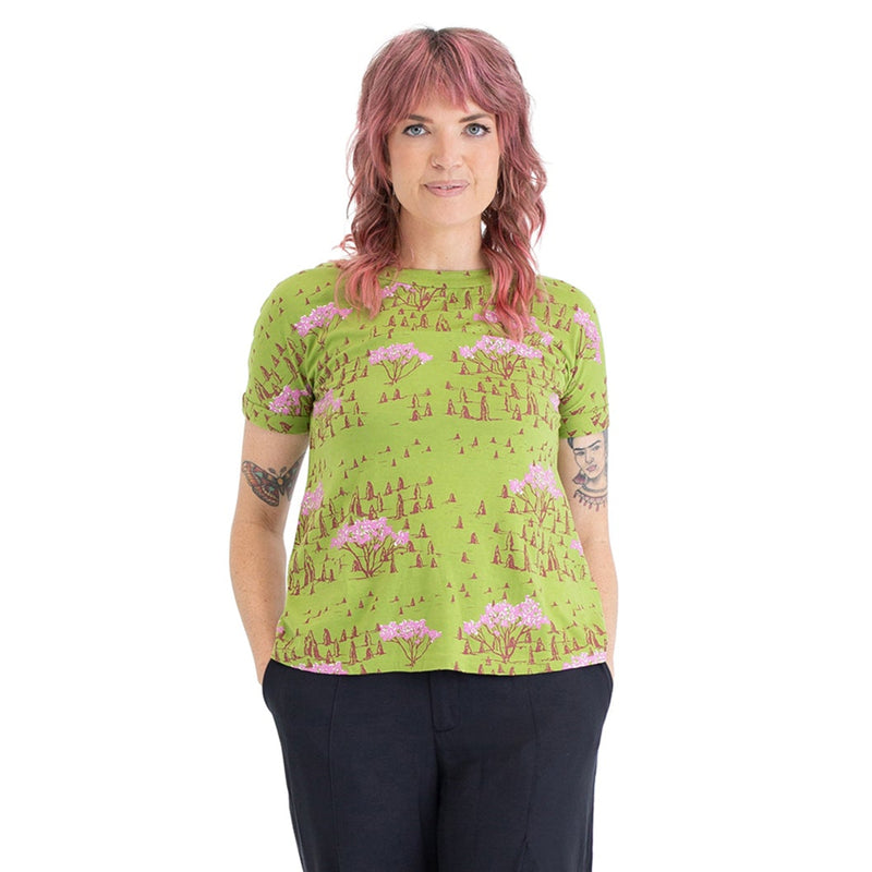 Printed Boatneck Tee - bamboo