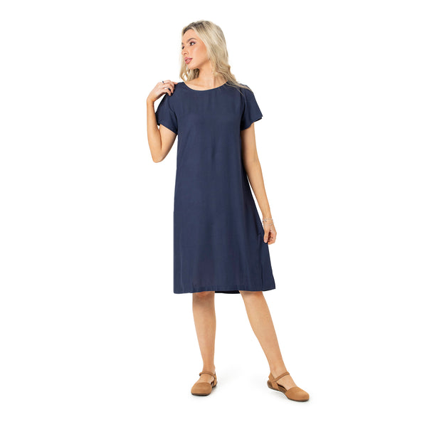 Bell sleeve shift dress - woven bamboo