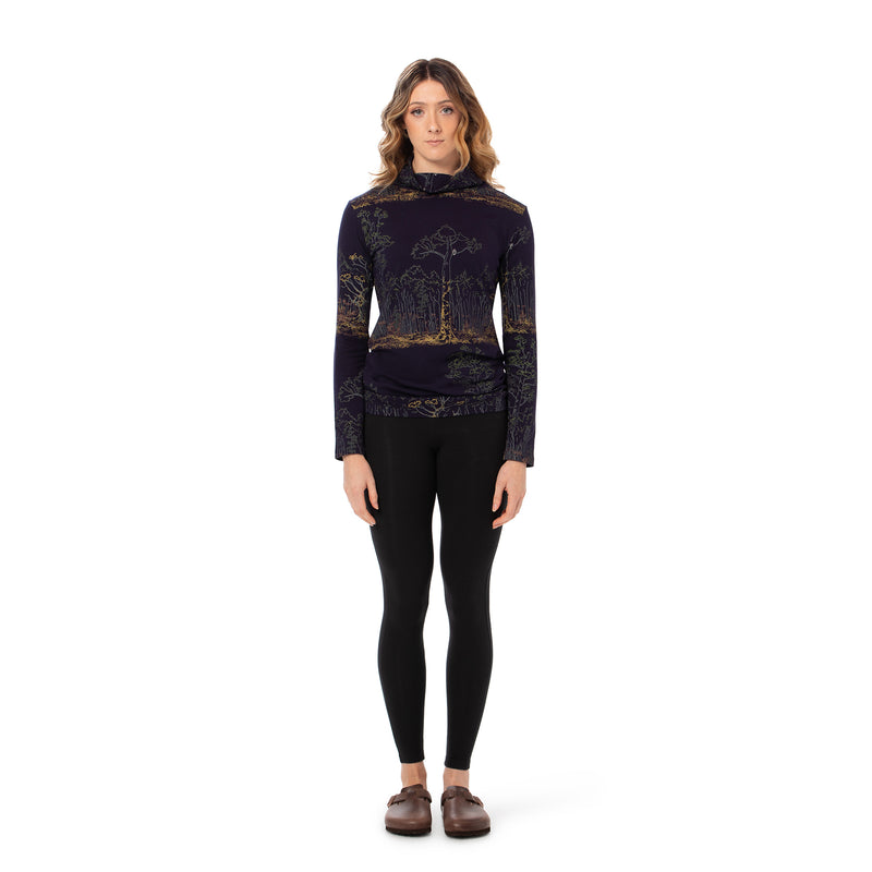 Fitted bamboo Turtle Neck - Printed