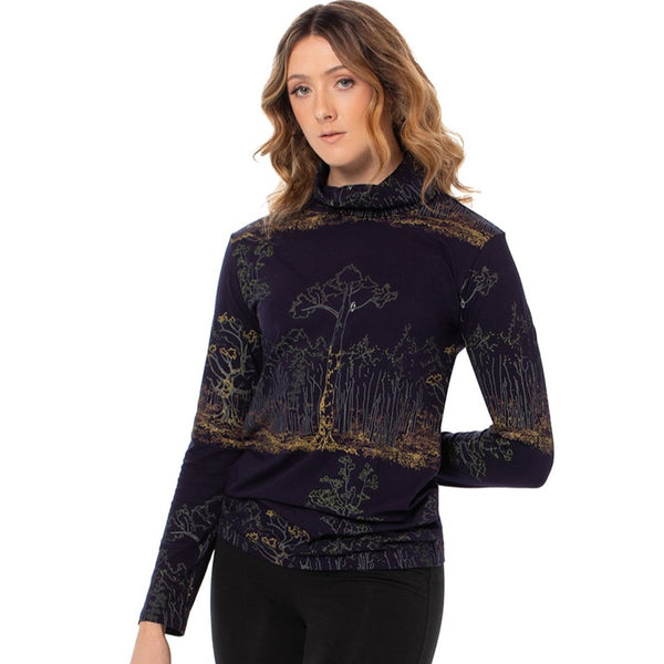 Fitted bamboo Turtle Neck - Printed