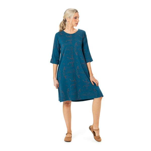 Round Neck Swing Dress - Printed