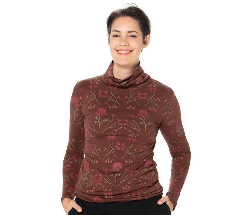 Fitted bamboo Turtle Neck - Printed