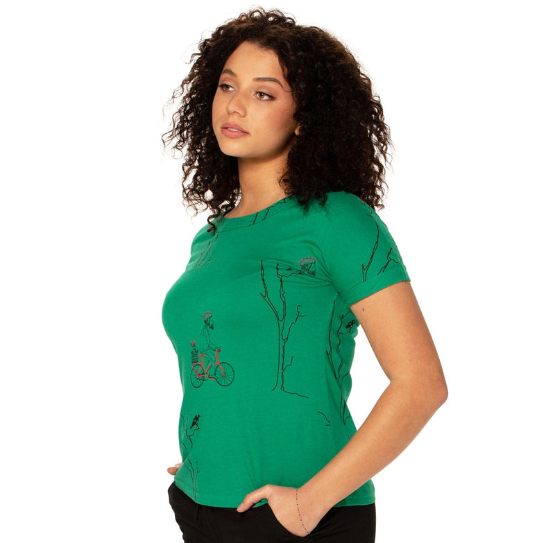 Printed Boatneck Tee - bamboo