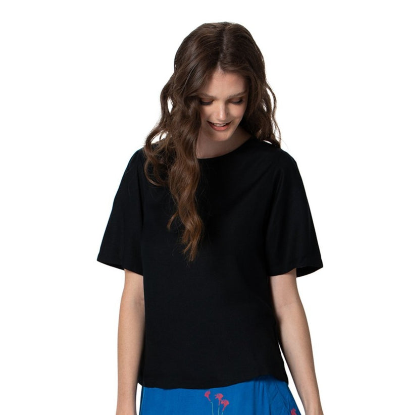 Woven Bamboo Bell Sleeve top - Short Sleeve - printed