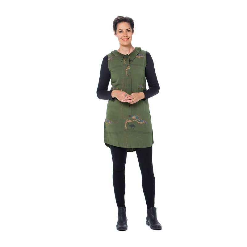 Collared Shift Dress - Woven bamboo