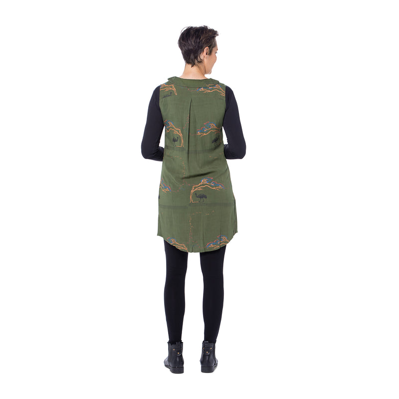 Collared Shift Dress - Woven bamboo