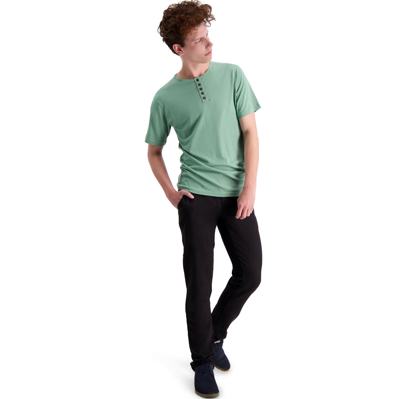 Mens Short Sleeve Bamboo T-shirt Henley Collar - Plain
