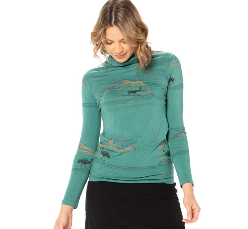 Fitted bamboo Turtle Neck - Printed