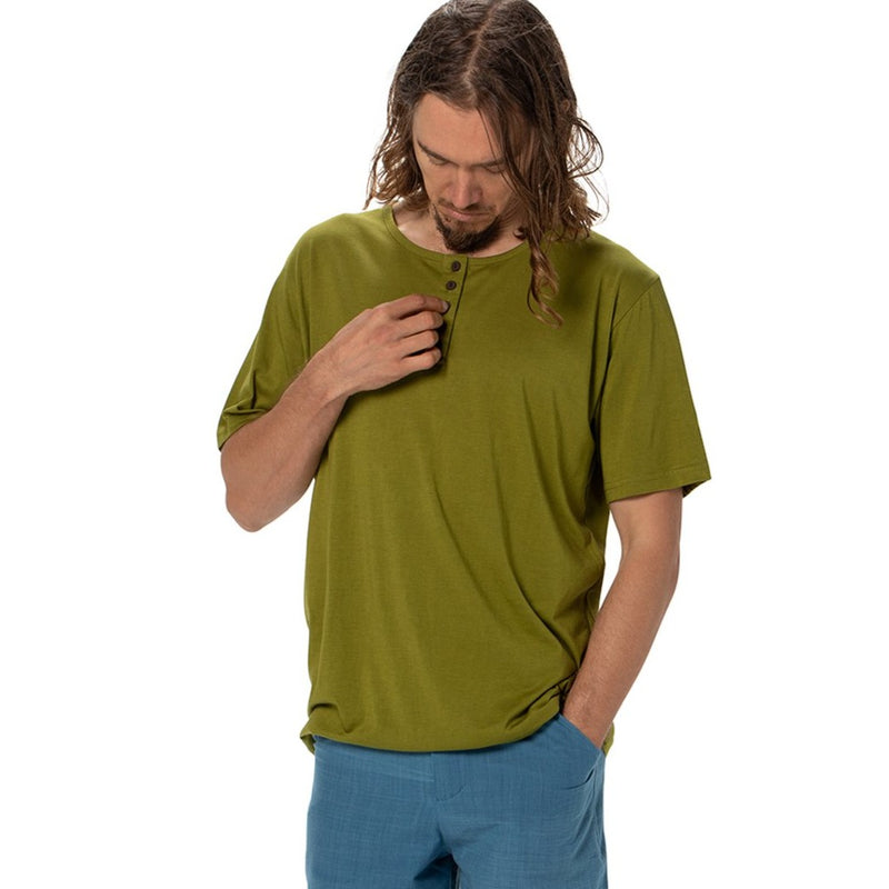 Mens Short Sleeve Bamboo T-shirt Henley Collar - Plain